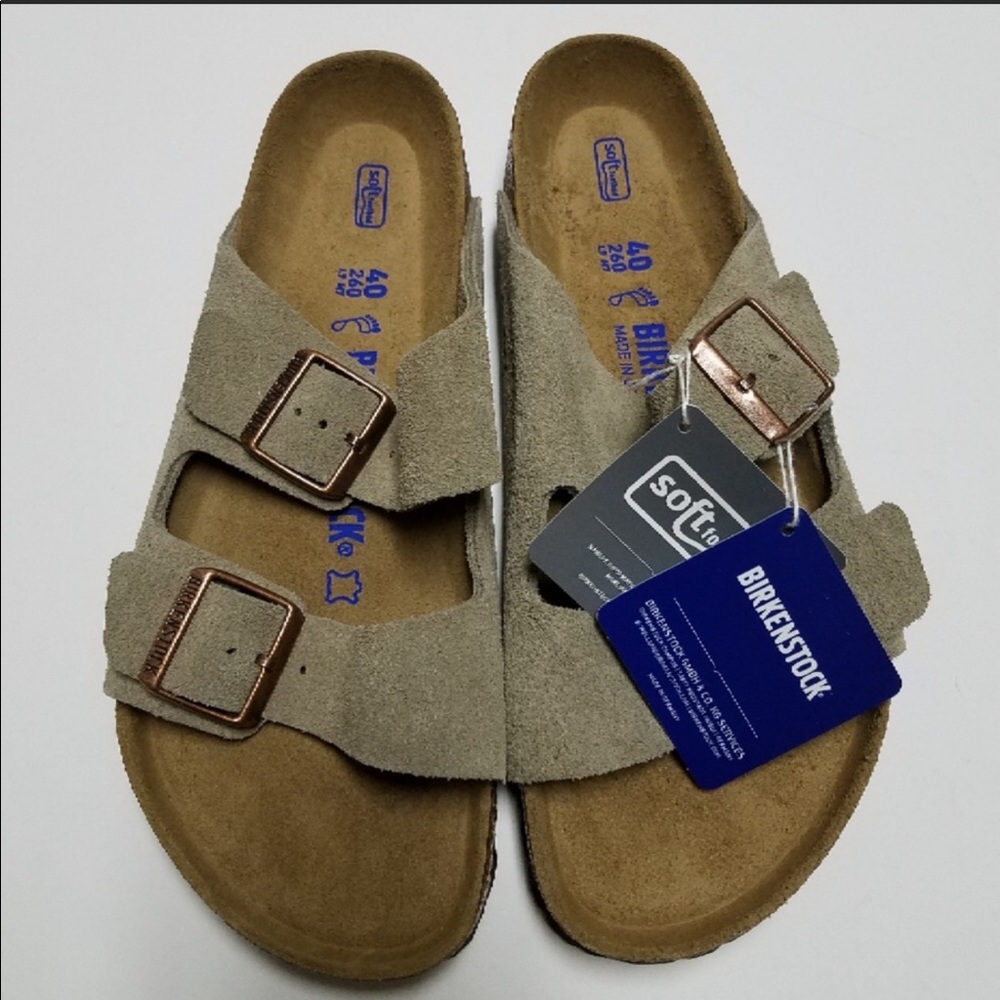 New Birkenstock size 40 taupe soft foot bed